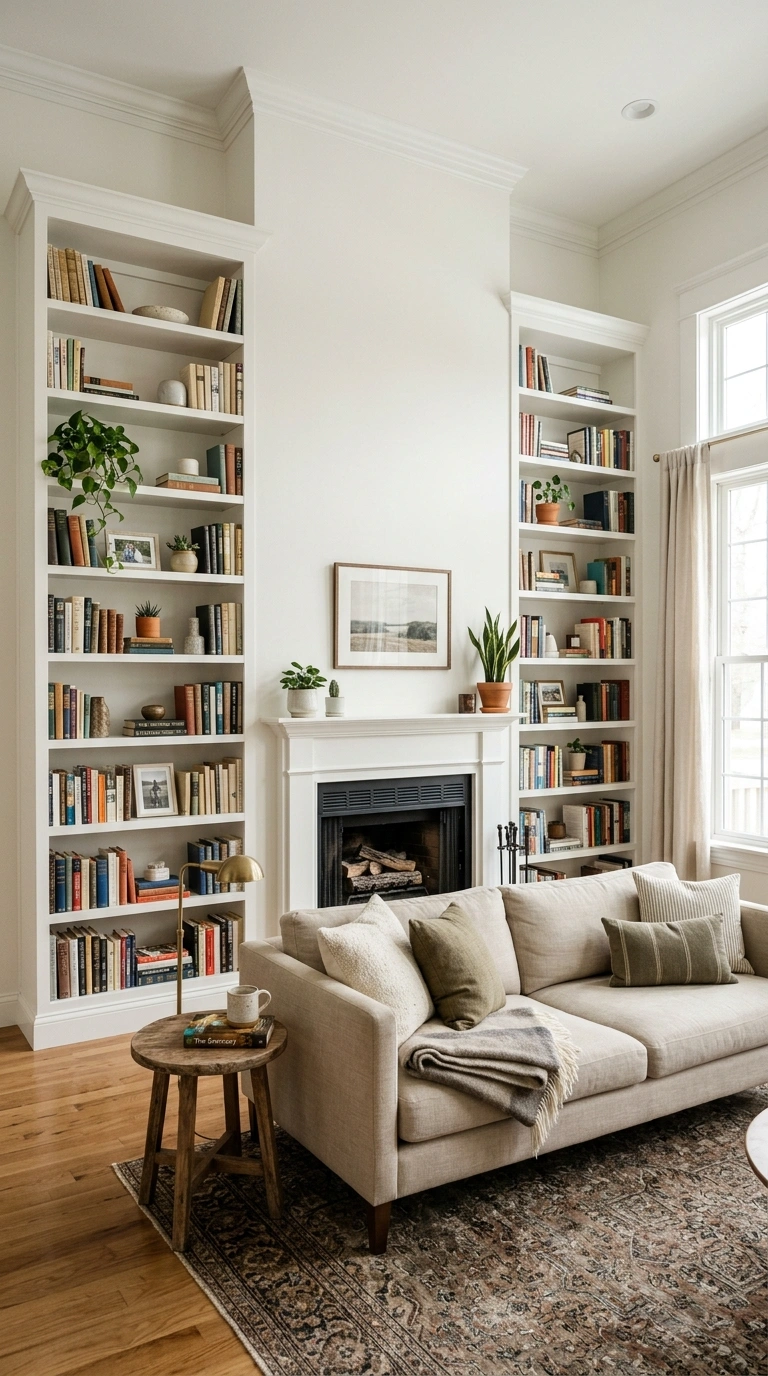 016 Built In Bookshelves A living room with built in b