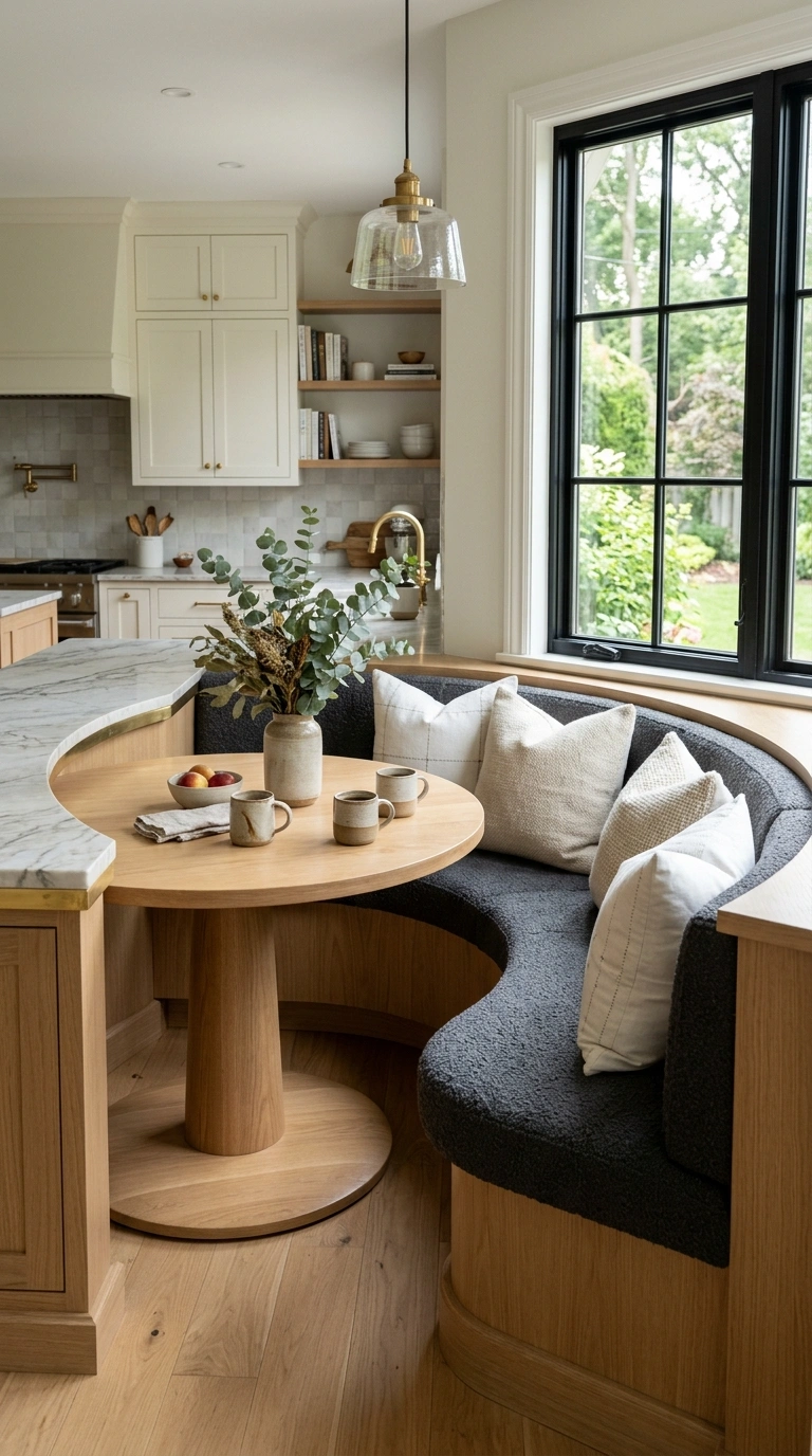 016 Curved Corner Seating A kitchen island corner with