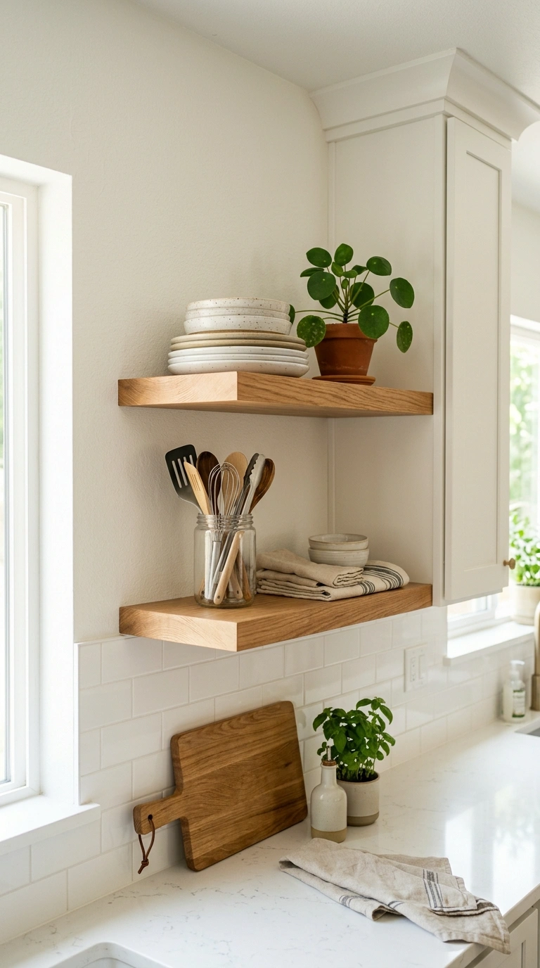 016 Floating Shelves Kitchen A kitchen wall with two s