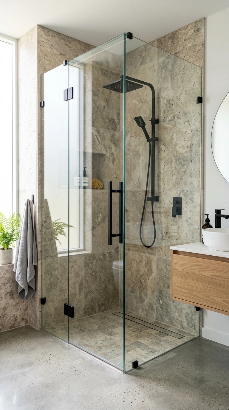 016 Glass Shower Enclosure A frameless clear glass sho