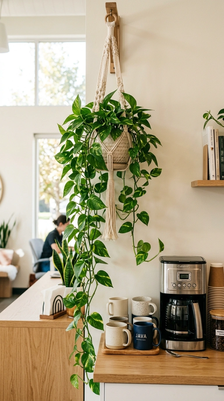 016 Hanging Plant Accent A trailing pothos plant in a