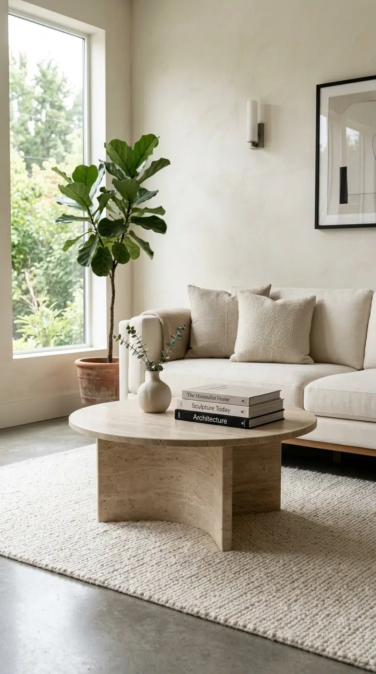 016 Sculptural Coffee Tables A living room with a curv