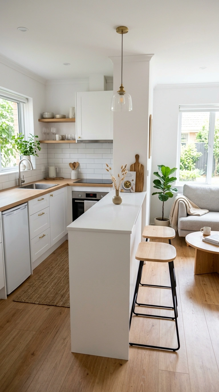 016 Small Kitchen Divider A compact open plan kitchen