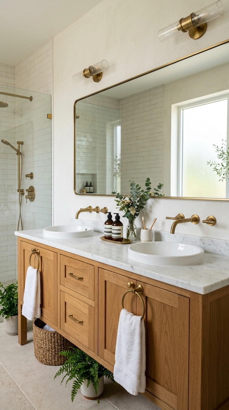 017 Double Vanity Sinks A bathroom vanity with two rou