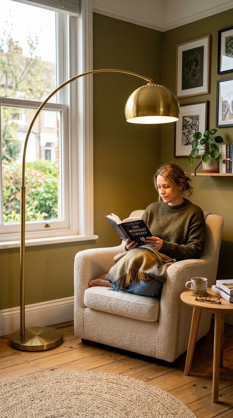 017 Statement Floor Lamp A living room corner with an