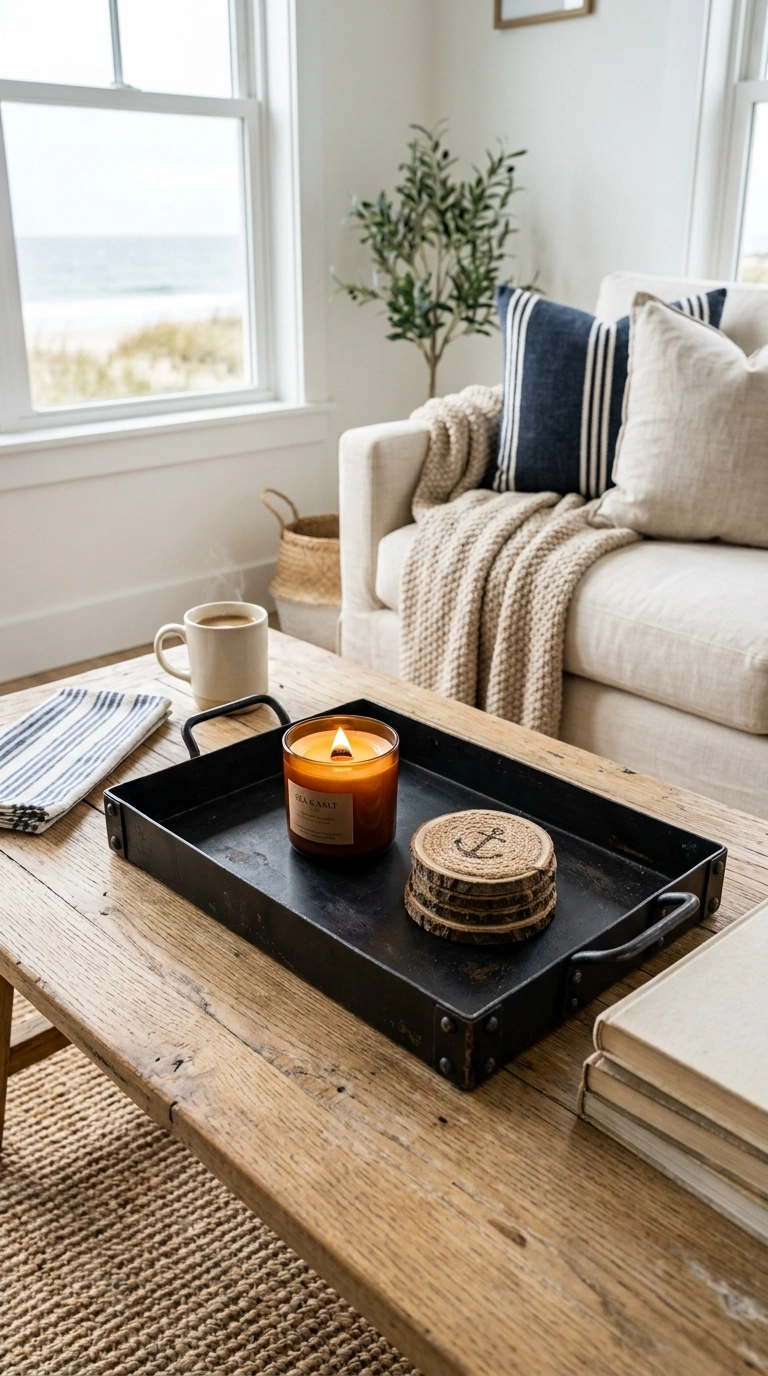 018 Black Metal Tray A coffee table with a matte black