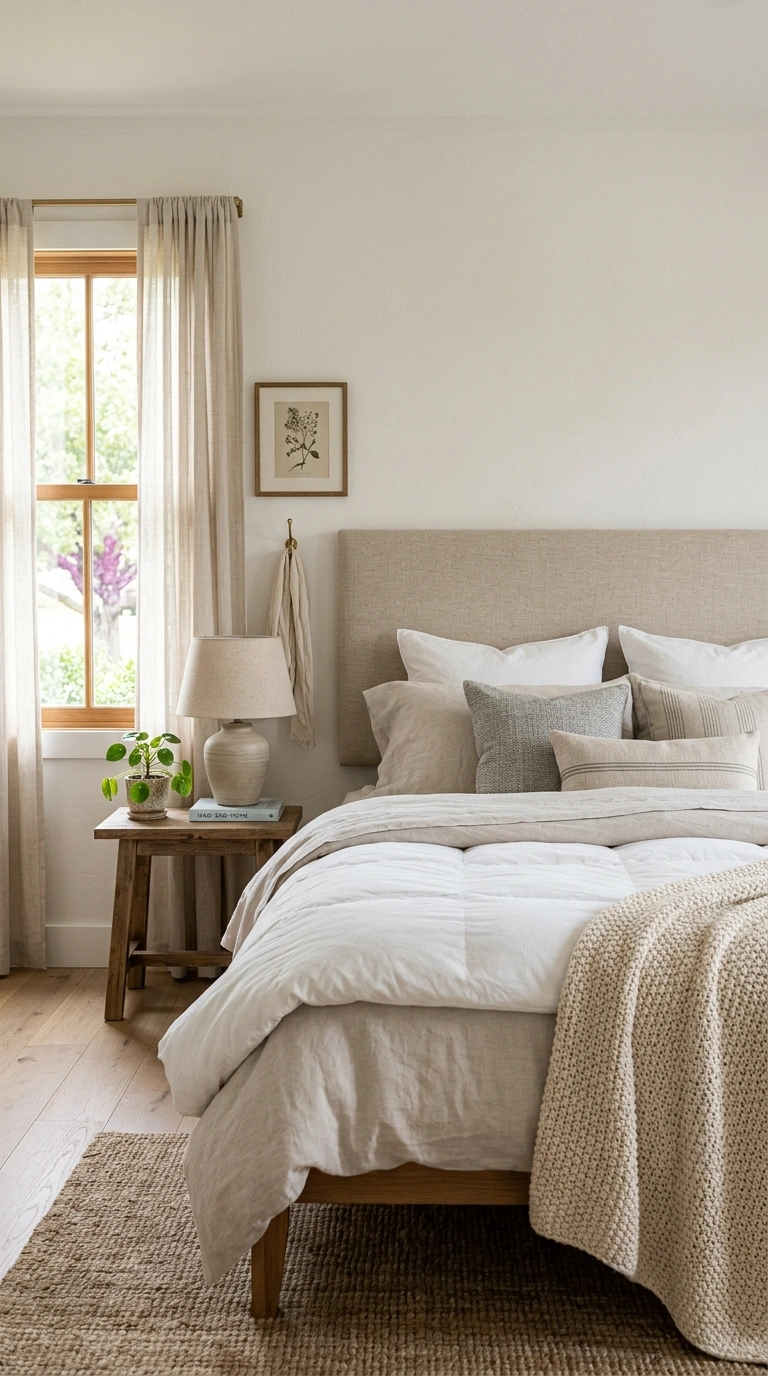 018 DIY Headboard Idea A bedroom with a simple upholst