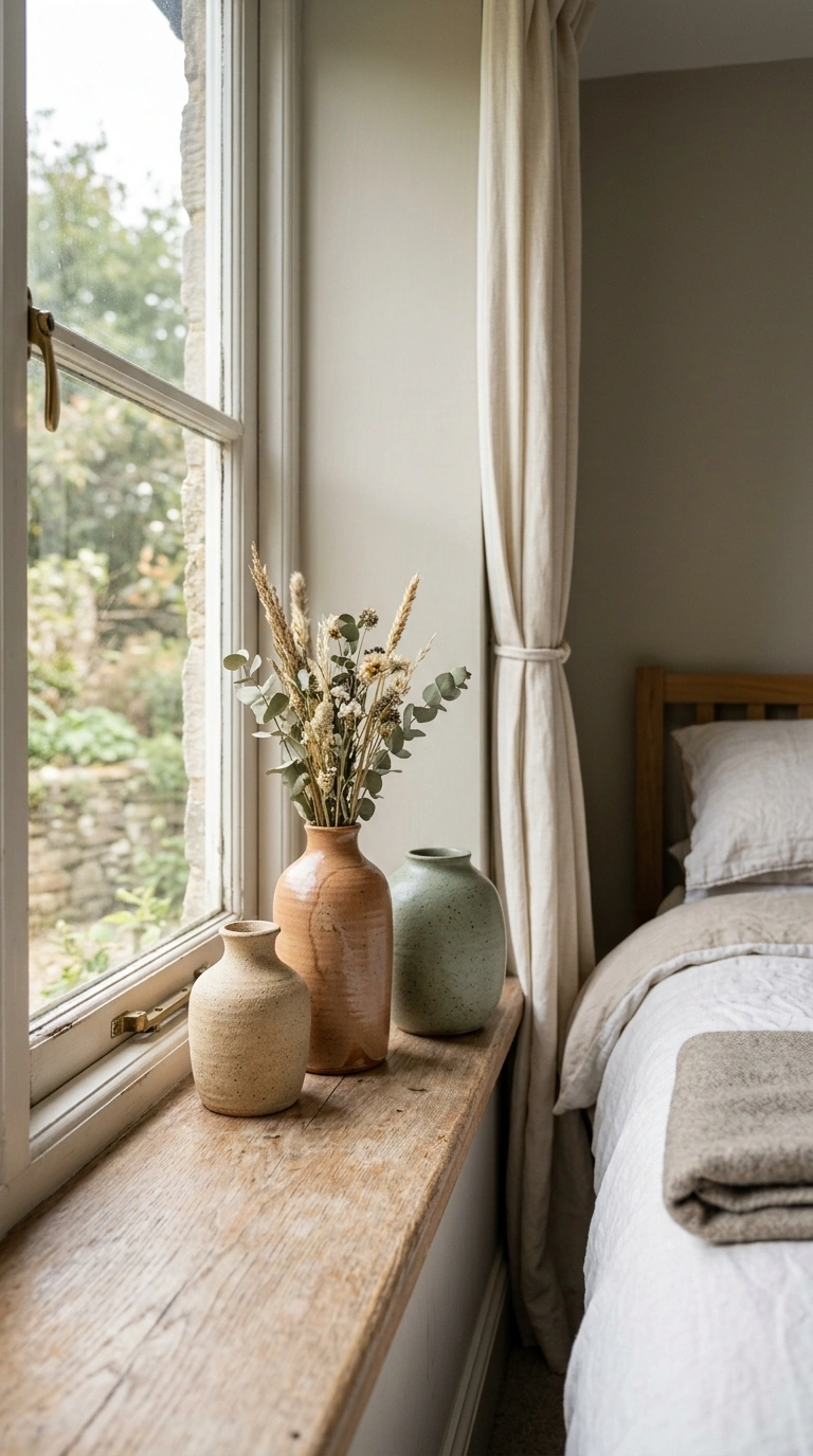 018 Handmade Ceramic Vases A windowsill with three han