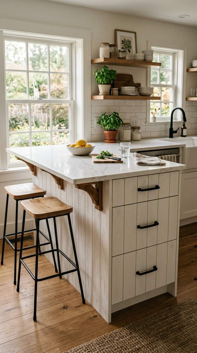 018 Vertical Shiplap Panel A kitchen peninsula with ve