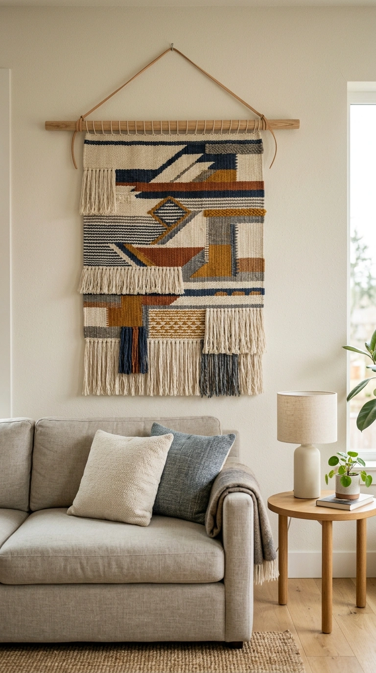 018 Wall Tapestry Feature A living room wall behind a
