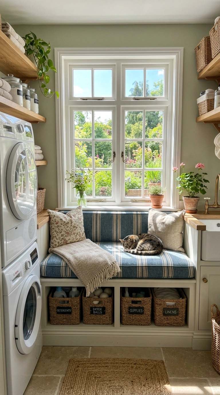 018 Window Seat Nook A small built in bench seat benea