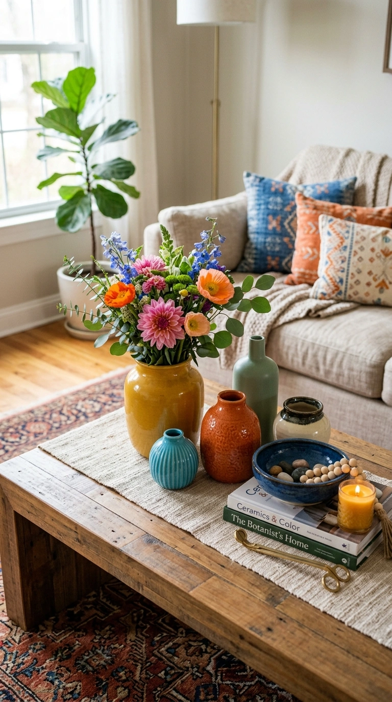 019 Add Colorful Vases and Decor A living room coffee