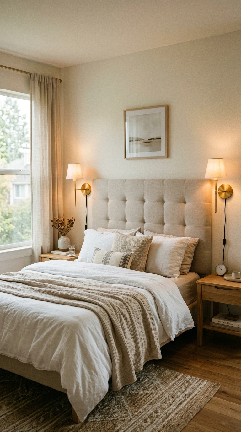 019 Add Wall Sconces for Ambiance A bedroom with match