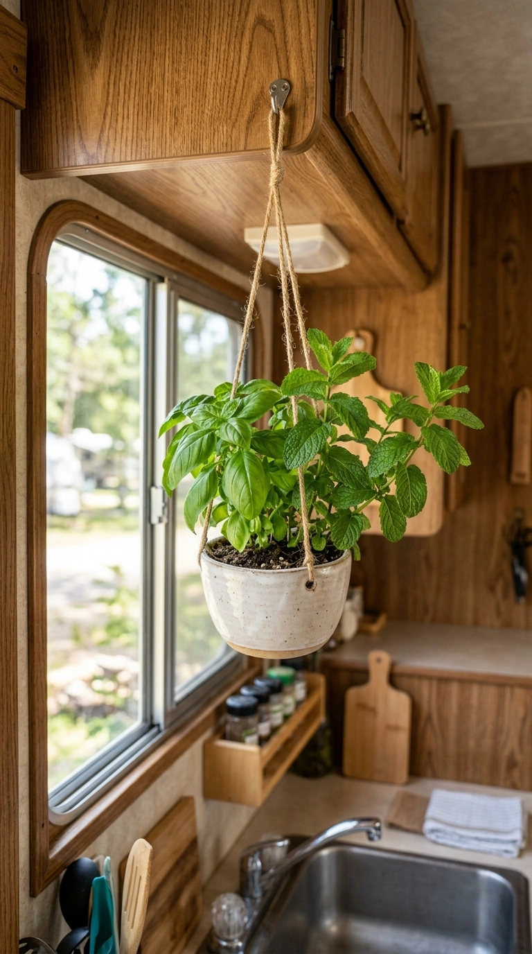 019 Hanging Herb Garden A small hanging planter with b
