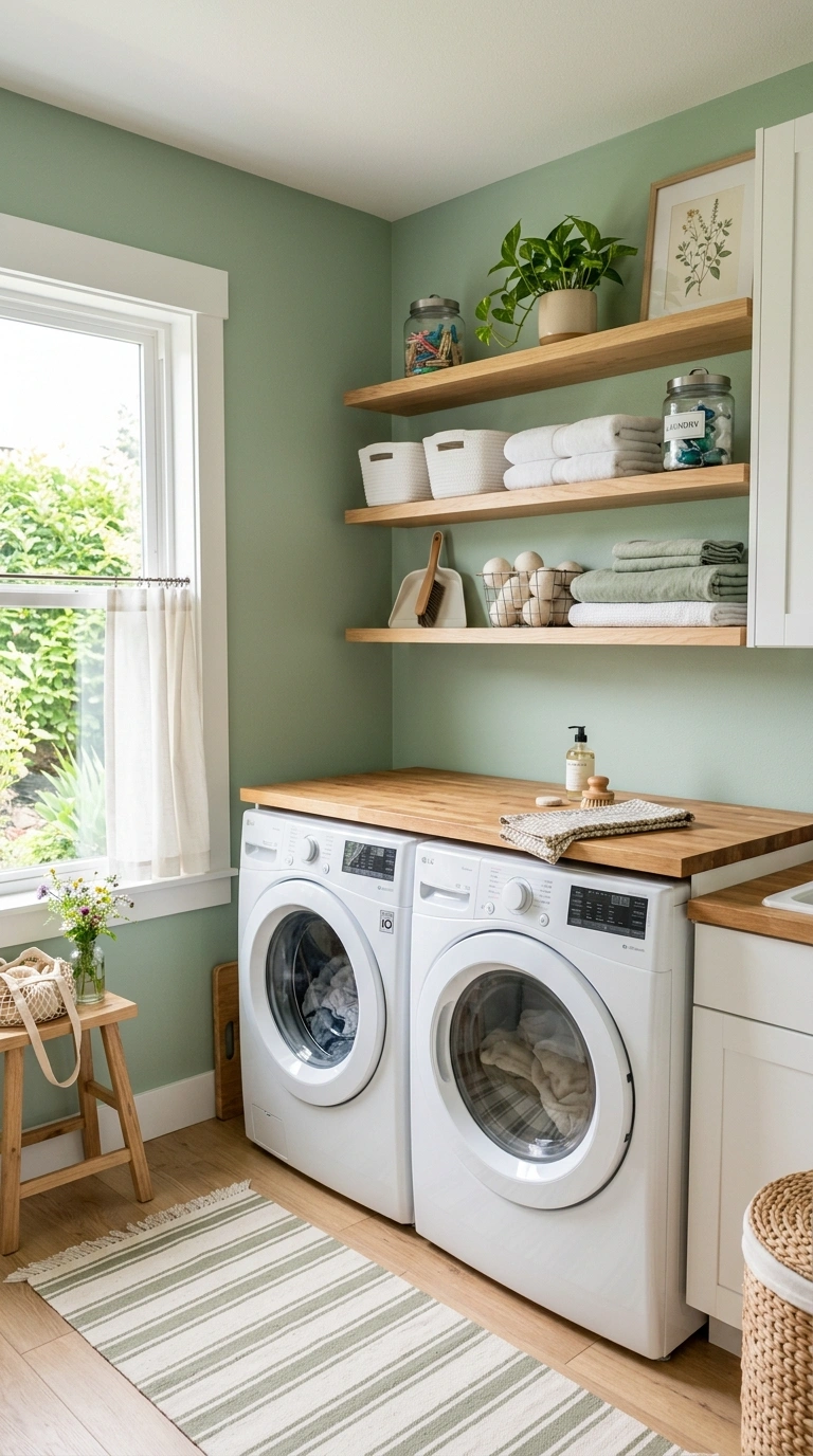 020 Bright Accent Wall A small laundry room with one w