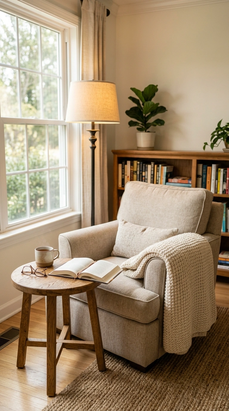020 Cozy Reading Nook A living room corner with one so