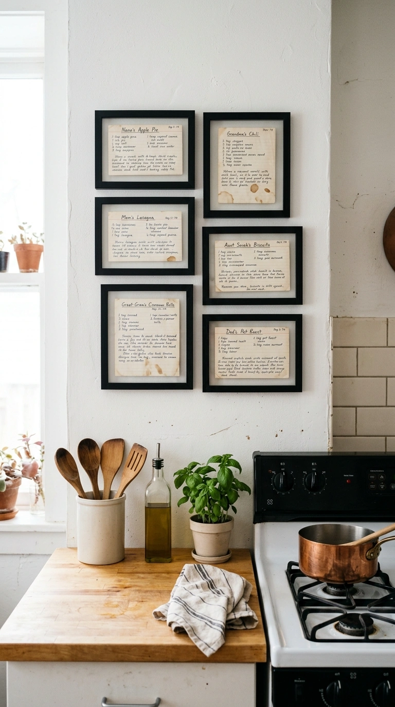 020 Framed Family Recipes A small cluster of framed ha
