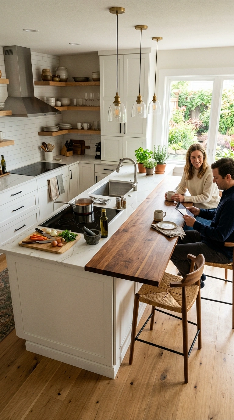 020 Mixed Material Counter A kitchen peninsula with wh
