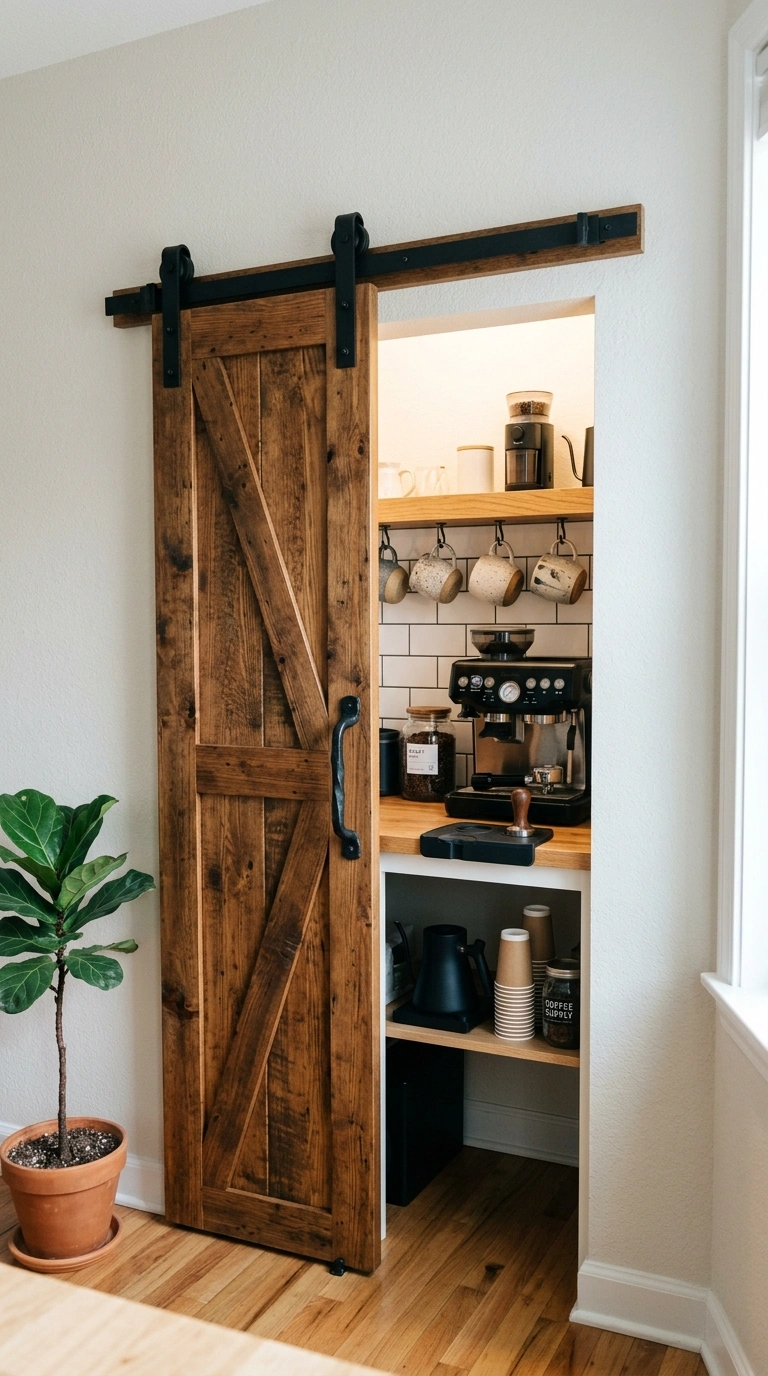 020 Sliding Barn Door A small mini barn door with a wo