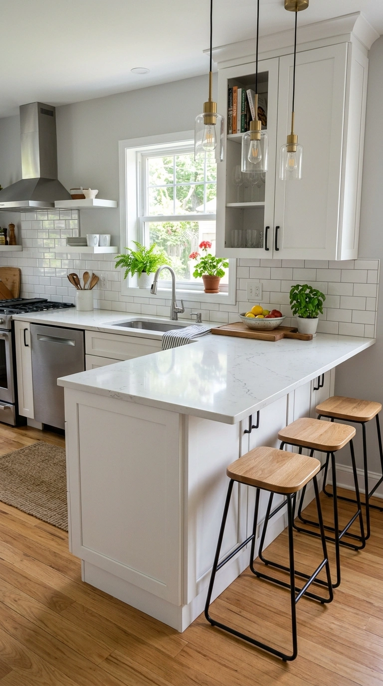 021 Compact L Shape Peninsula A small kitchen with an