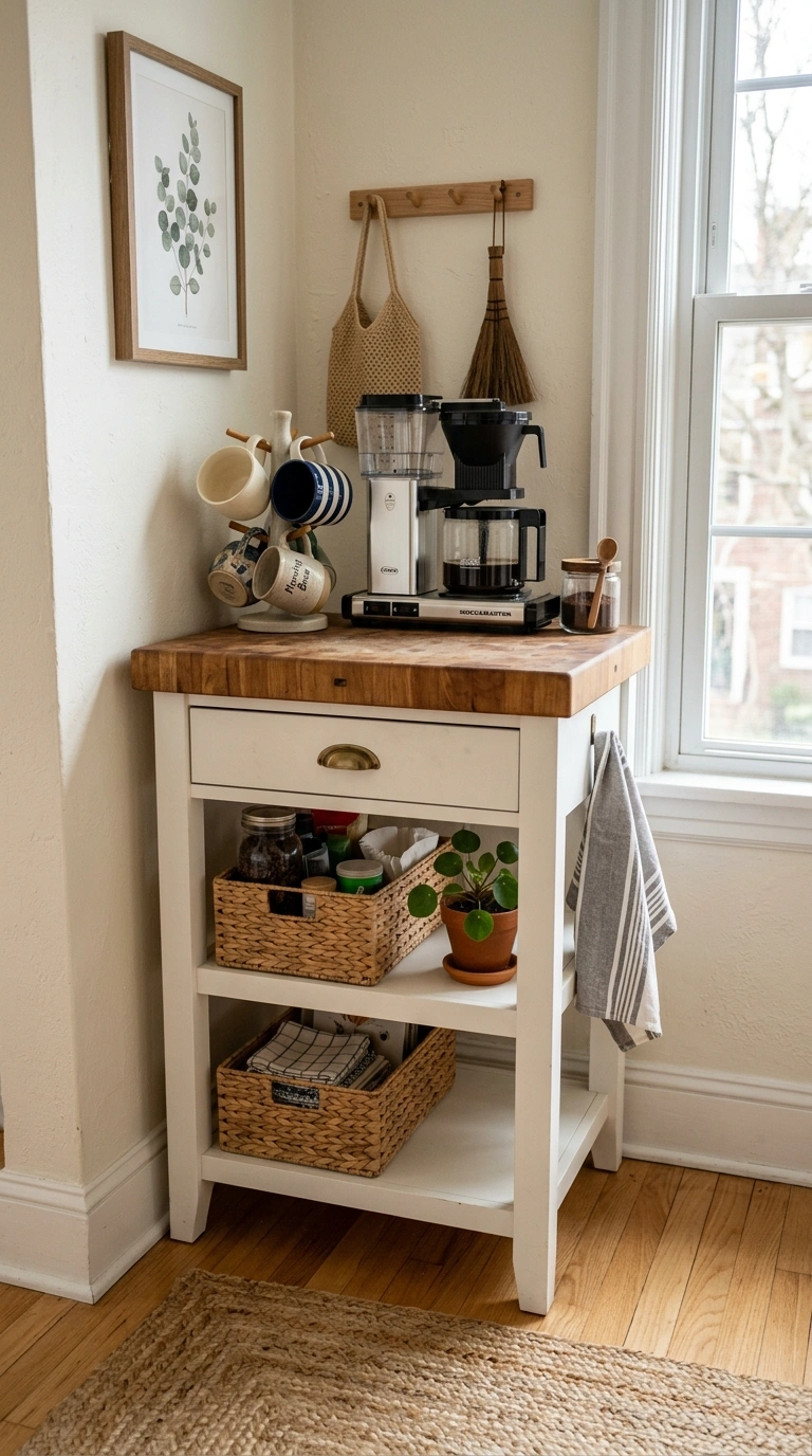 021 Kitchen Cart Nook A small kitchen cart with drawer