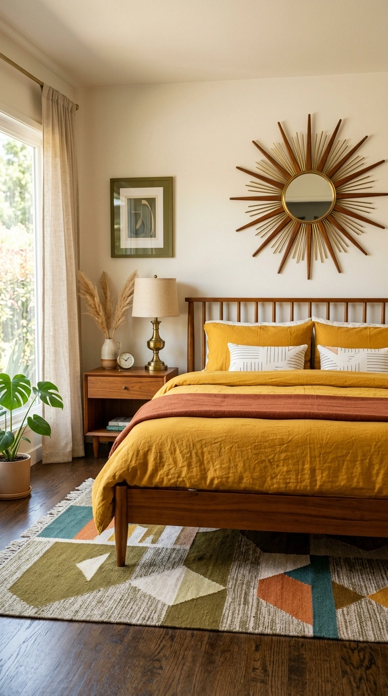 021 Mid Century Modern Style A bedroom with a teak woo