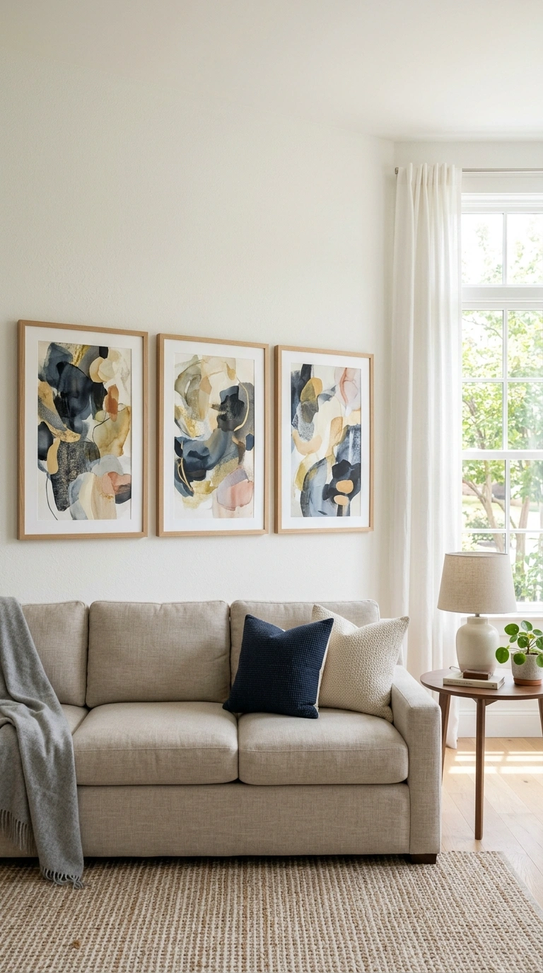022 Framed Art Grouping A large abstract framed art pi
