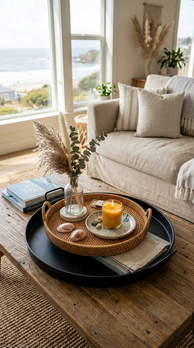 023 Layered Tray Trio A coffee table with three layere