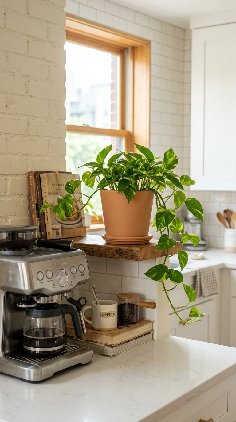 023 Plant Corner Accent A small potted pothos plant pl