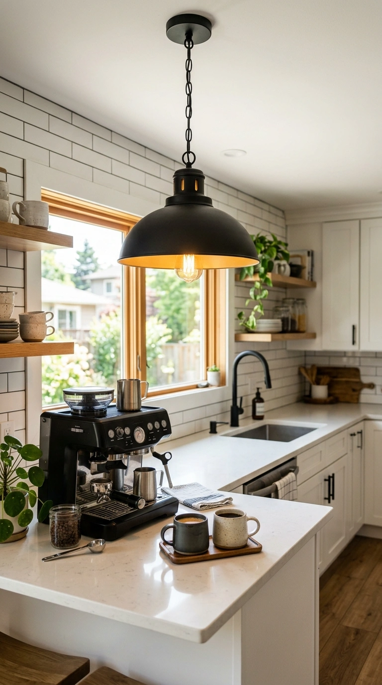 023 Statement Light Fixture A black pendant light hang