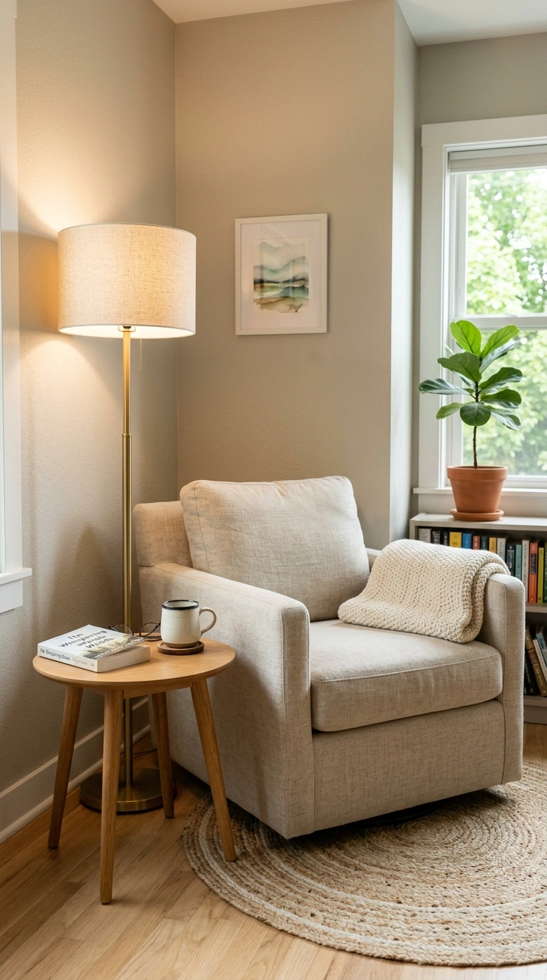 001 Reading Nook Corner A living room corner with a li