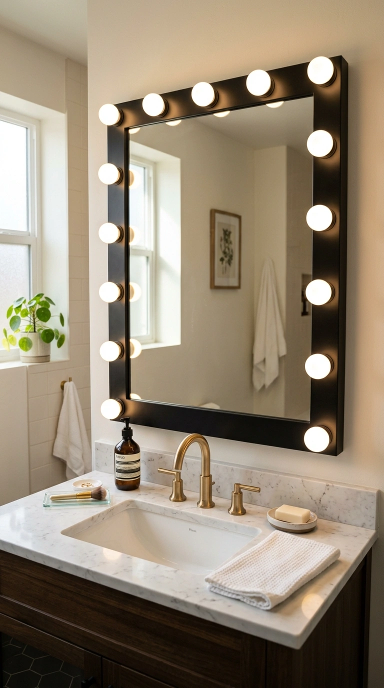 003 Hollywood Bulb Mirror A bathroom vanity mirror sur