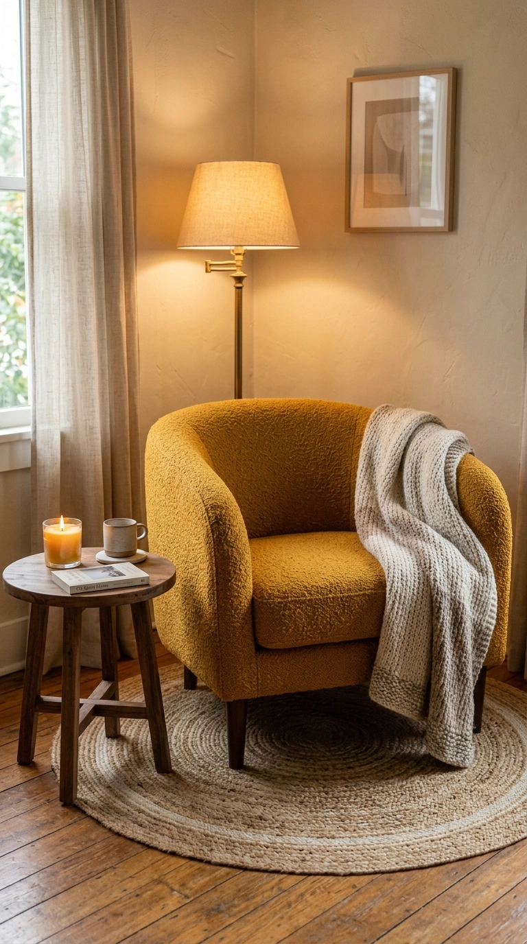 005 Cozy Armchair Setup A single curved back armchair