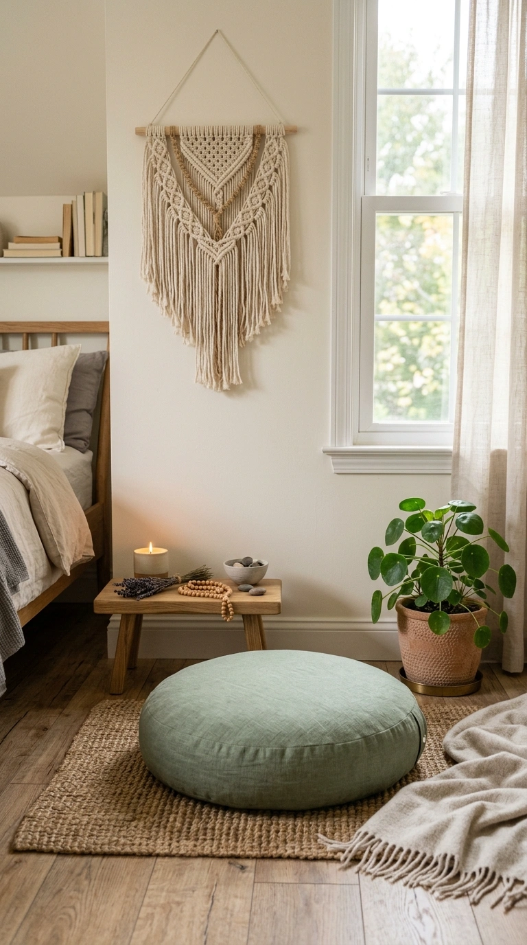 010 Meditation Corner A calm bedroom corner with a flo