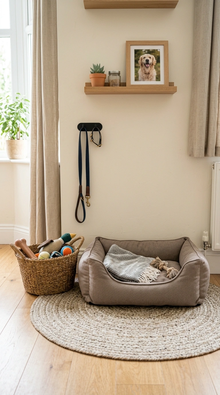 012 Pet Bed Corner A living room corner styled with a