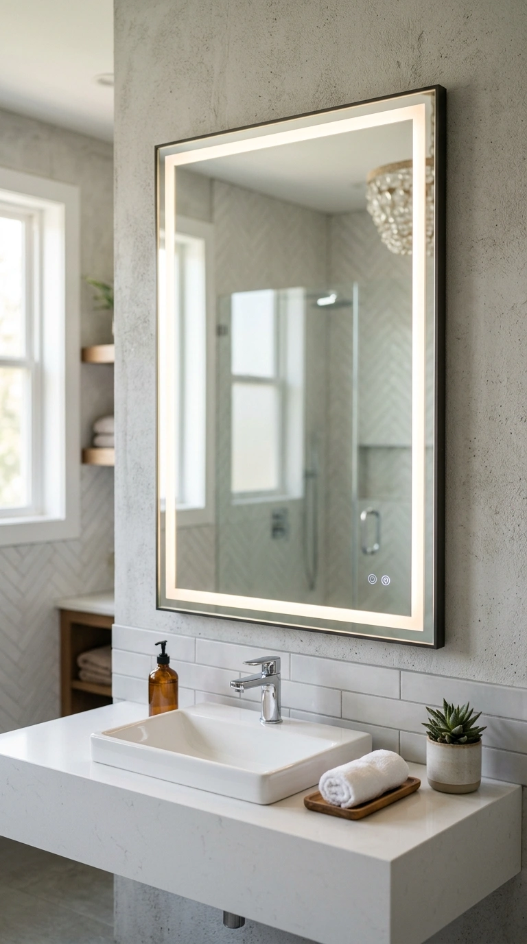 012 Smart Color Mirror A sleek rectangular bathroom mi