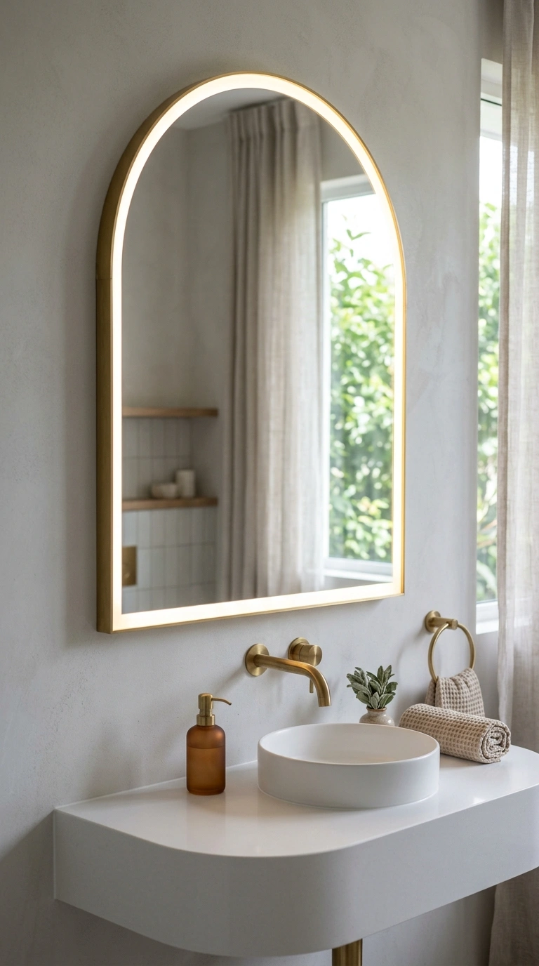 013 Arched Mirror Light An arched top bathroom mirror