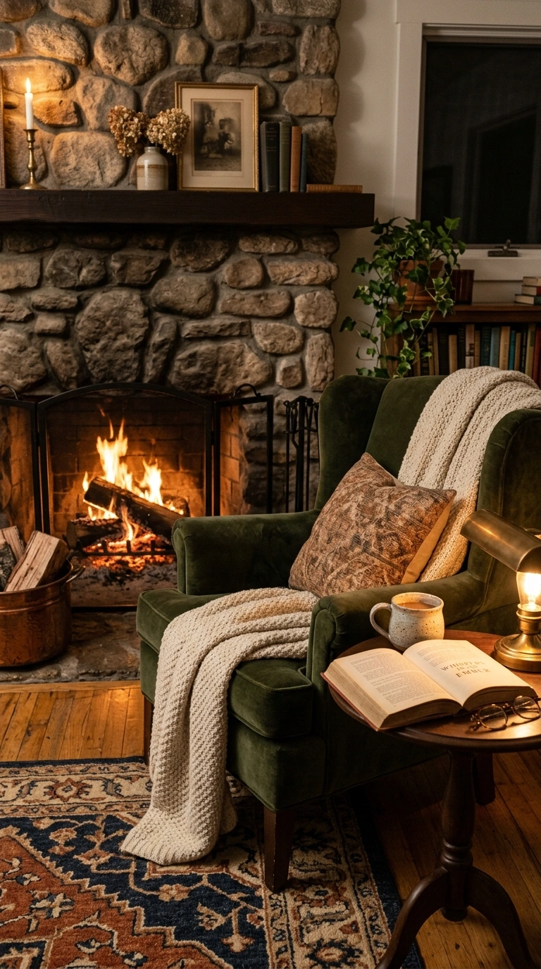 017 Fireplace Reading Corner A living room corner besi